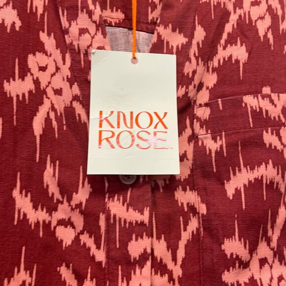 Knox Rose Women's Long Sleeve Button-Up Shirt S Red & Pink Abstract Pattern - Picture 3 of 6